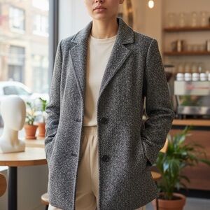 Croft & Barrow Women's Black and White Herringbone Coat